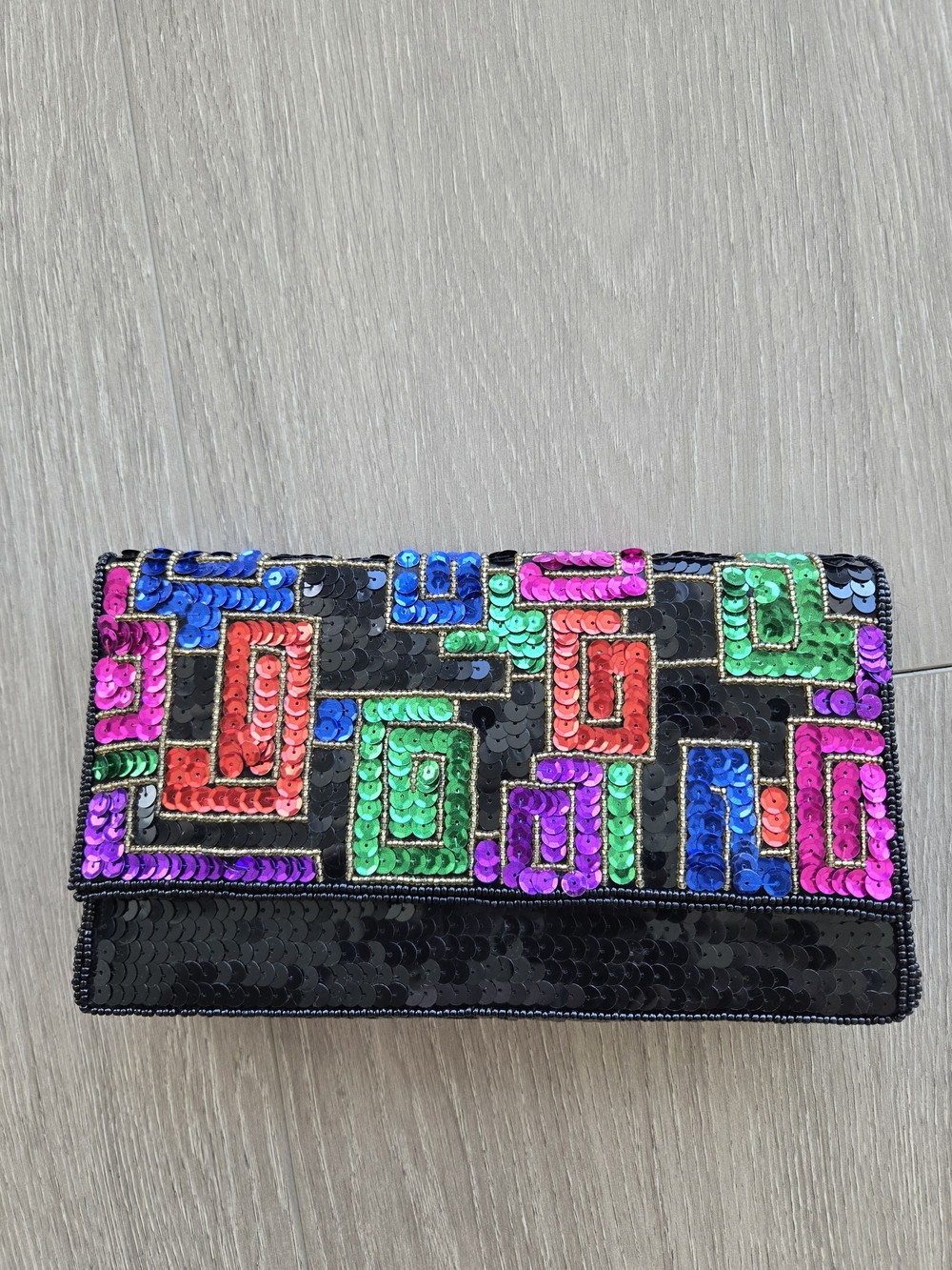 Vintage Sequined Multicolor Geometric Clutch / Cross Body - Women Bags